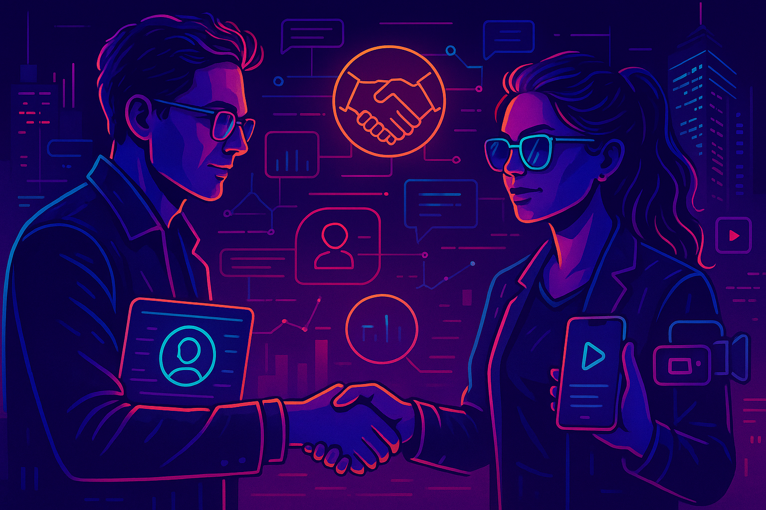 Professional illustration representing How to Leverage Influencer Partnerships in B2B Marketing featuring elements related...