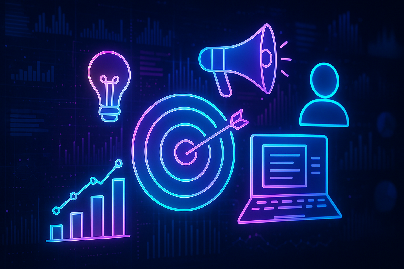 Professional illustration representing How to Develop a Data-Driven B2B Marketing Plan featuring elements related to data,...