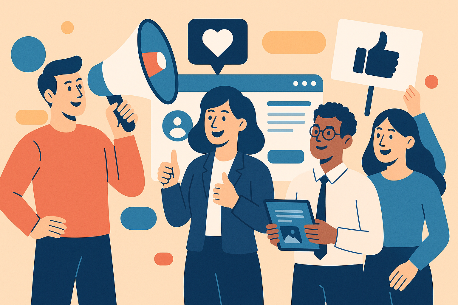 Professional illustration representing Implementing a B2B Marketing Strategy for Employee Advocacy featuring elements rela...