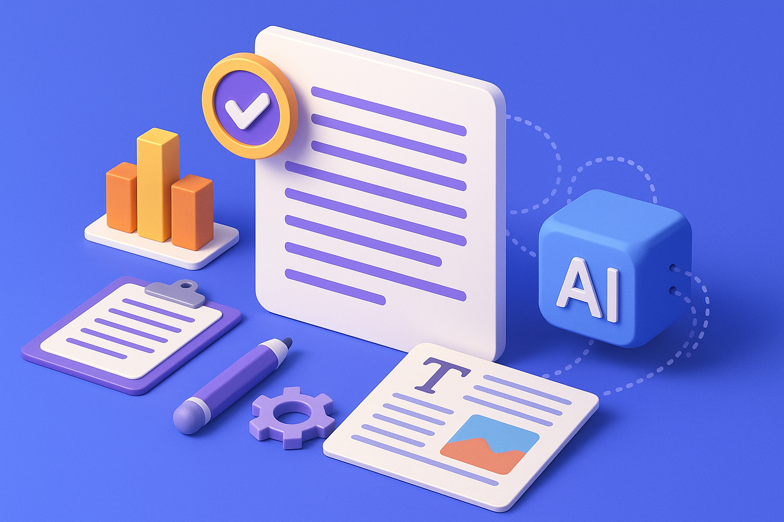 Professional illustration representing AI content briefs that improve article quality featuring elements related to conten...