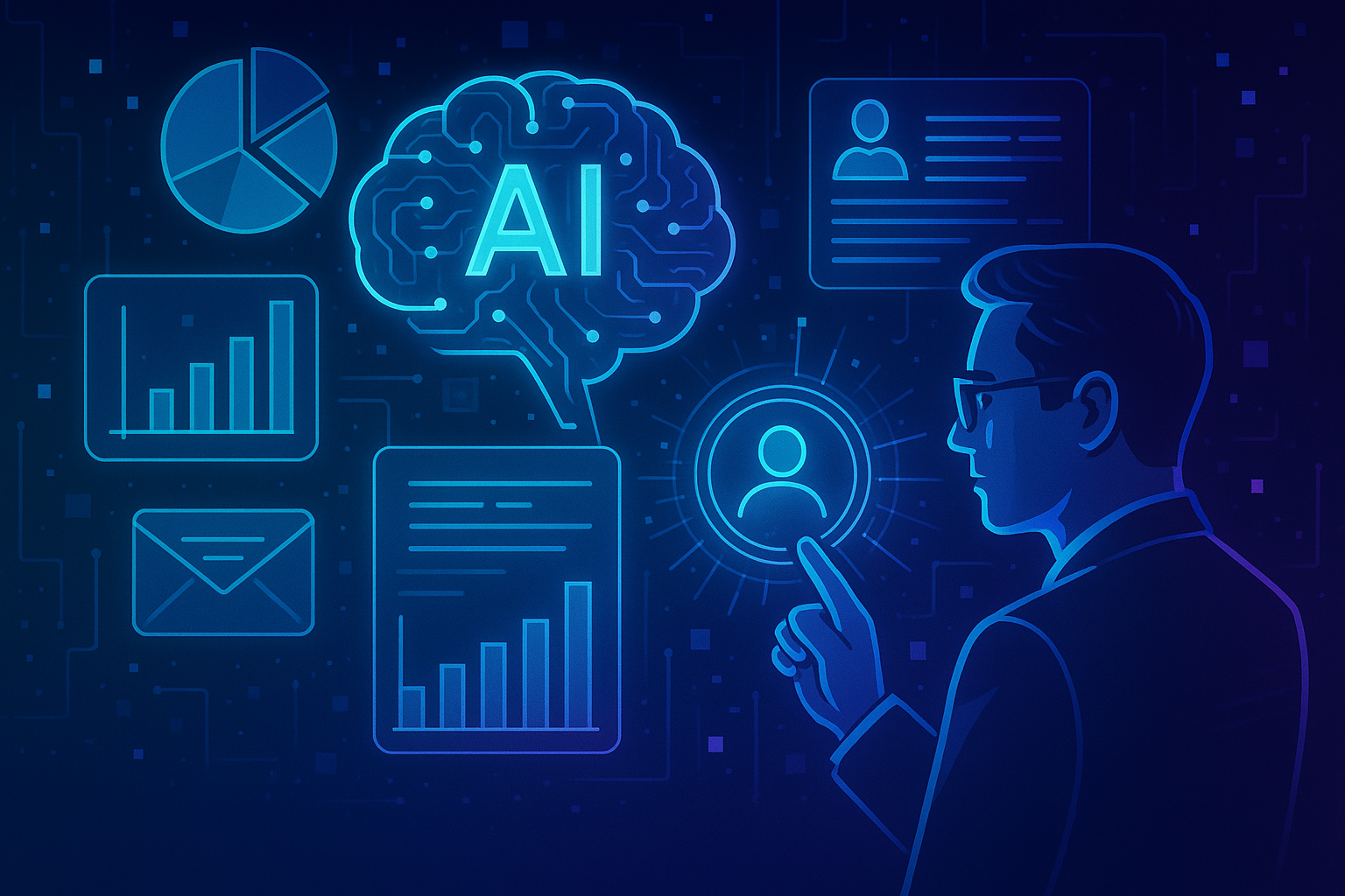 Professional illustration representing Using AI for Enhanced Personalization in B2B Marketing Campaigns featuring elements...