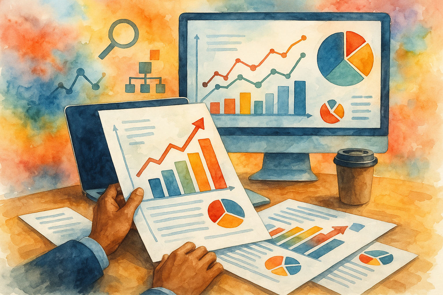 Professional illustration representing Leveraging Data Analytics for Targeted B2B Marketing Campaigns featuring elements r...