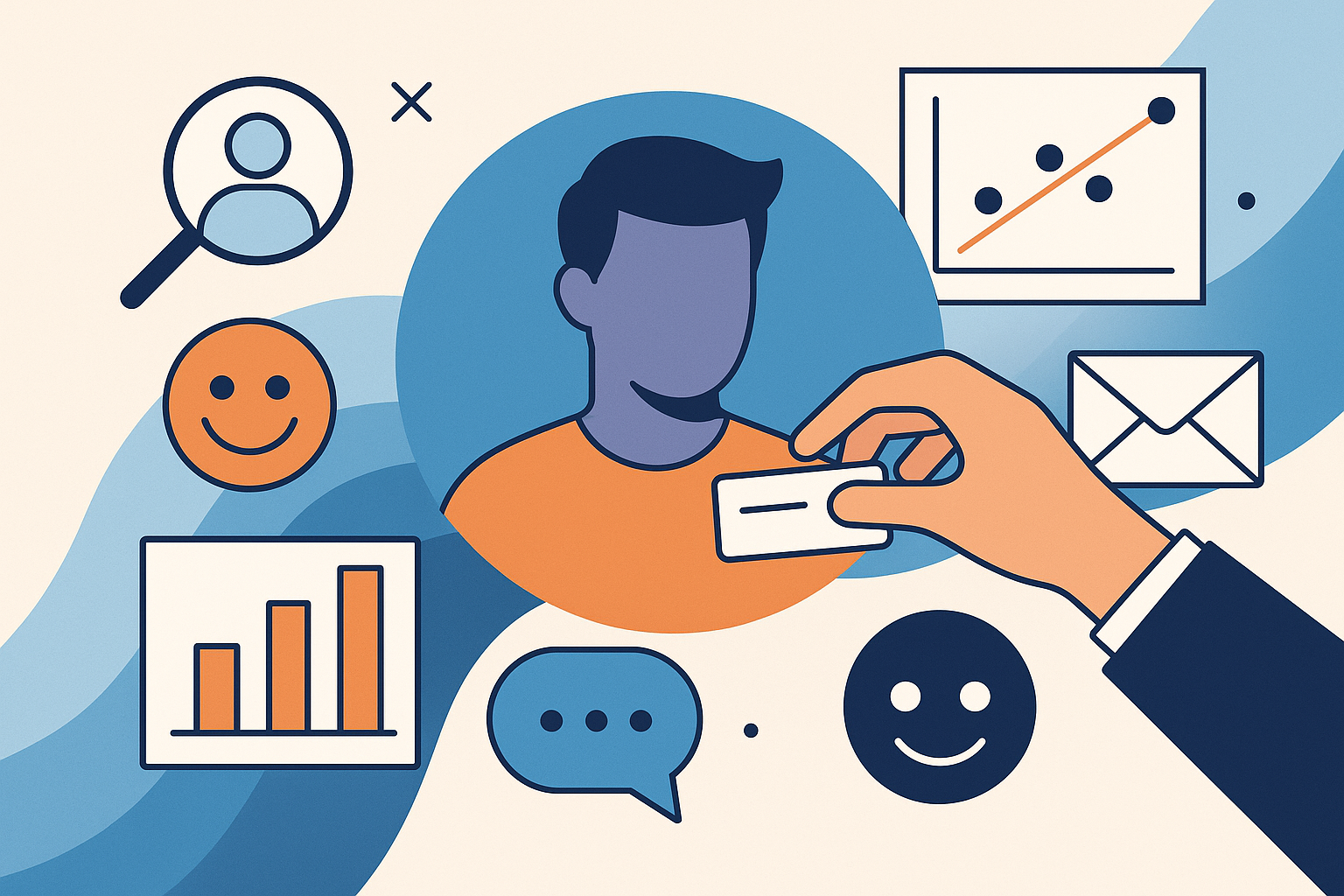 Professional illustration representing Strategies for Enhancing B2B Customer Experience Through Personalization featuring ...
