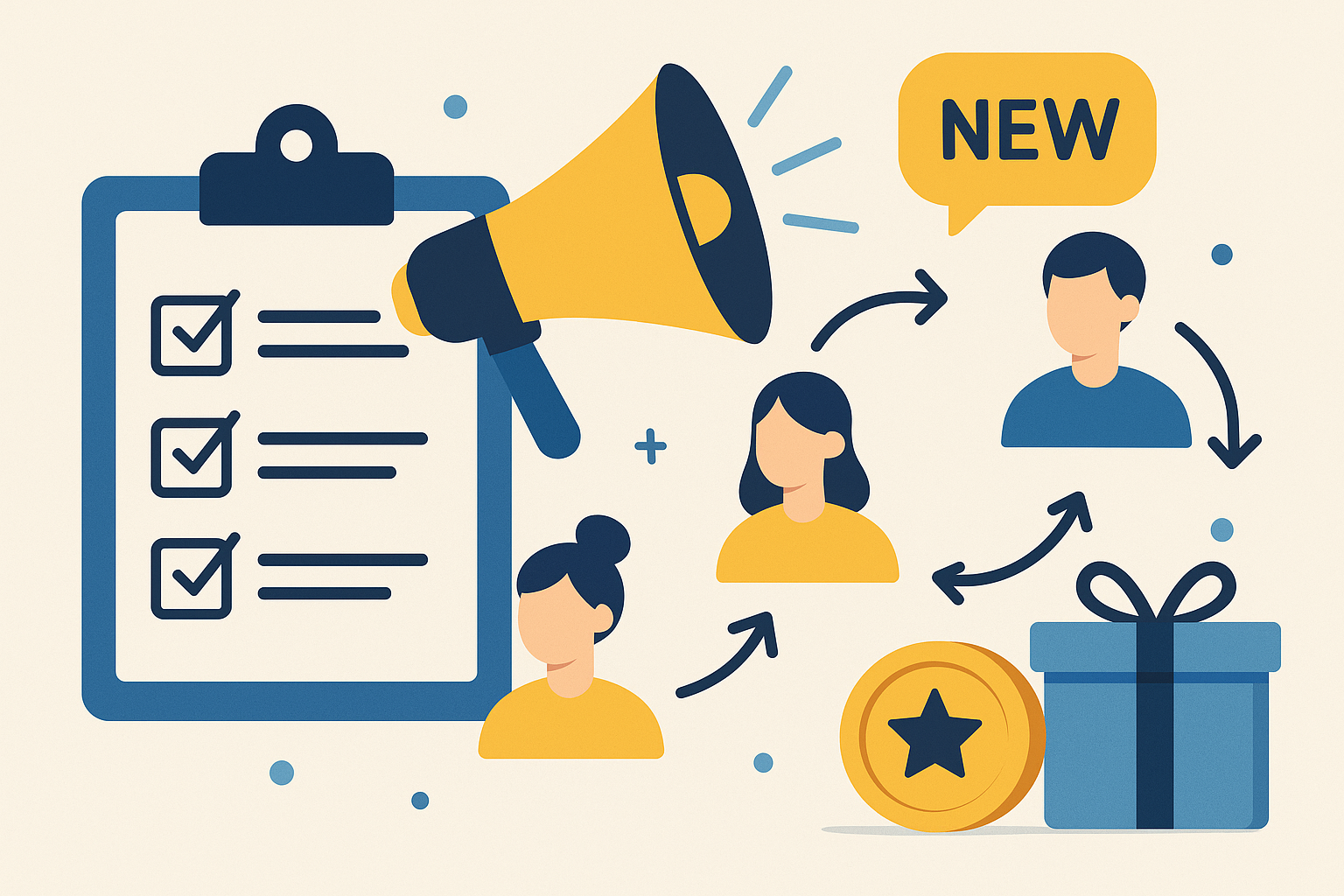 Professional illustration representing Implementing an Effective B2B Referral Program for Increased Sales featuring elemen...