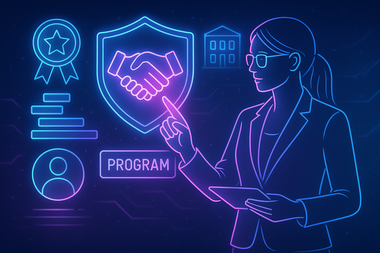 Professional illustration representing Strategies for Building a B2B Brand Loyalty Program featuring elements related to l...