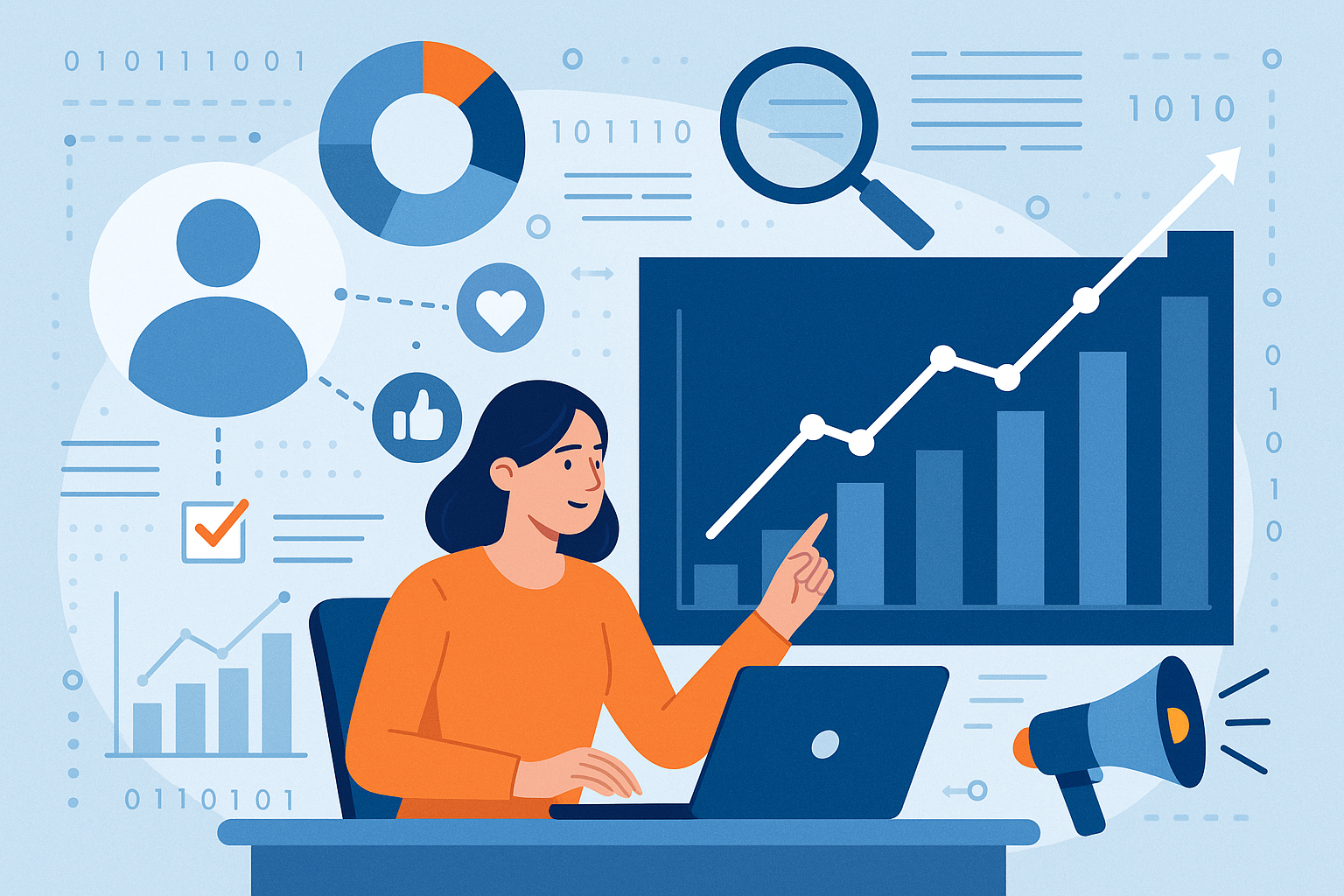 Professional illustration representing How to Leverage Behavioral Data for B2B Marketing Insights featuring elements relat...