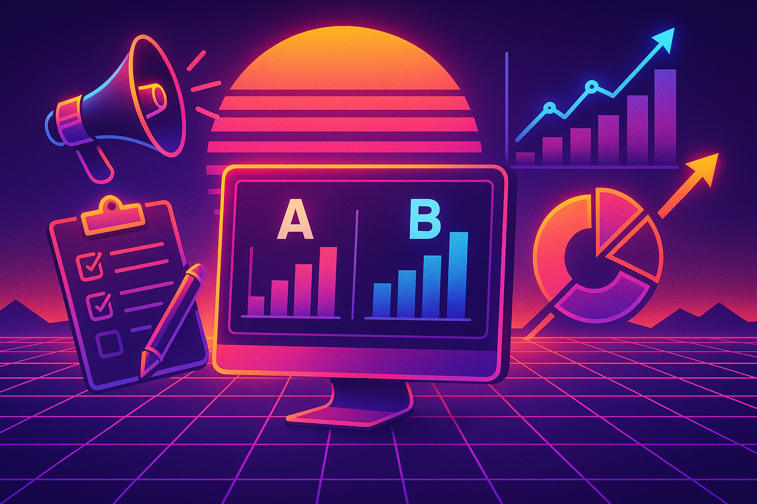 Professional illustration representing Best Practices for Conducting A/B Testing in B2B Marketing featuring elements relat...