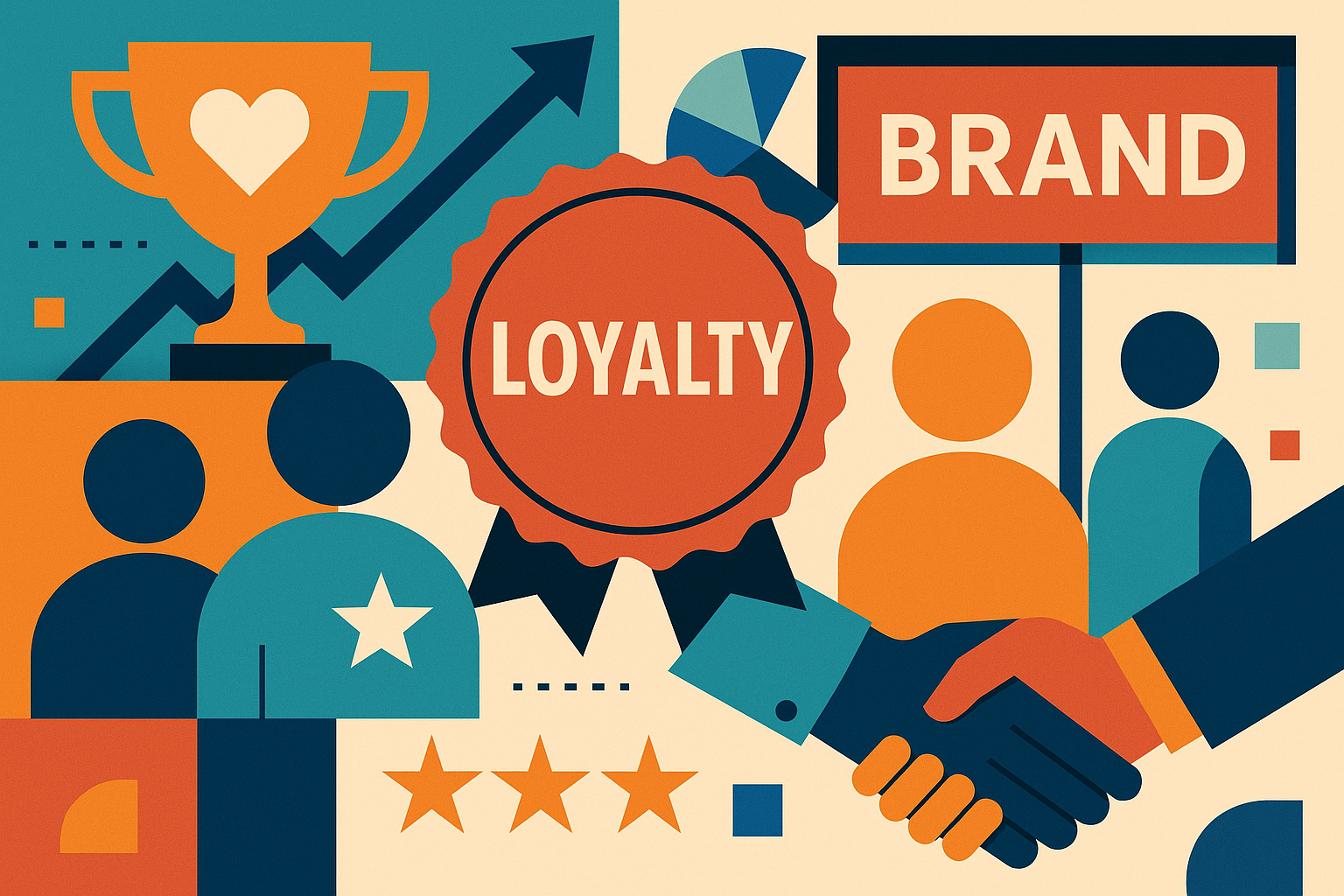 Professional illustration representing How to Build a B2B Brand Loyalty Program That Engages Customers featuring elements ...