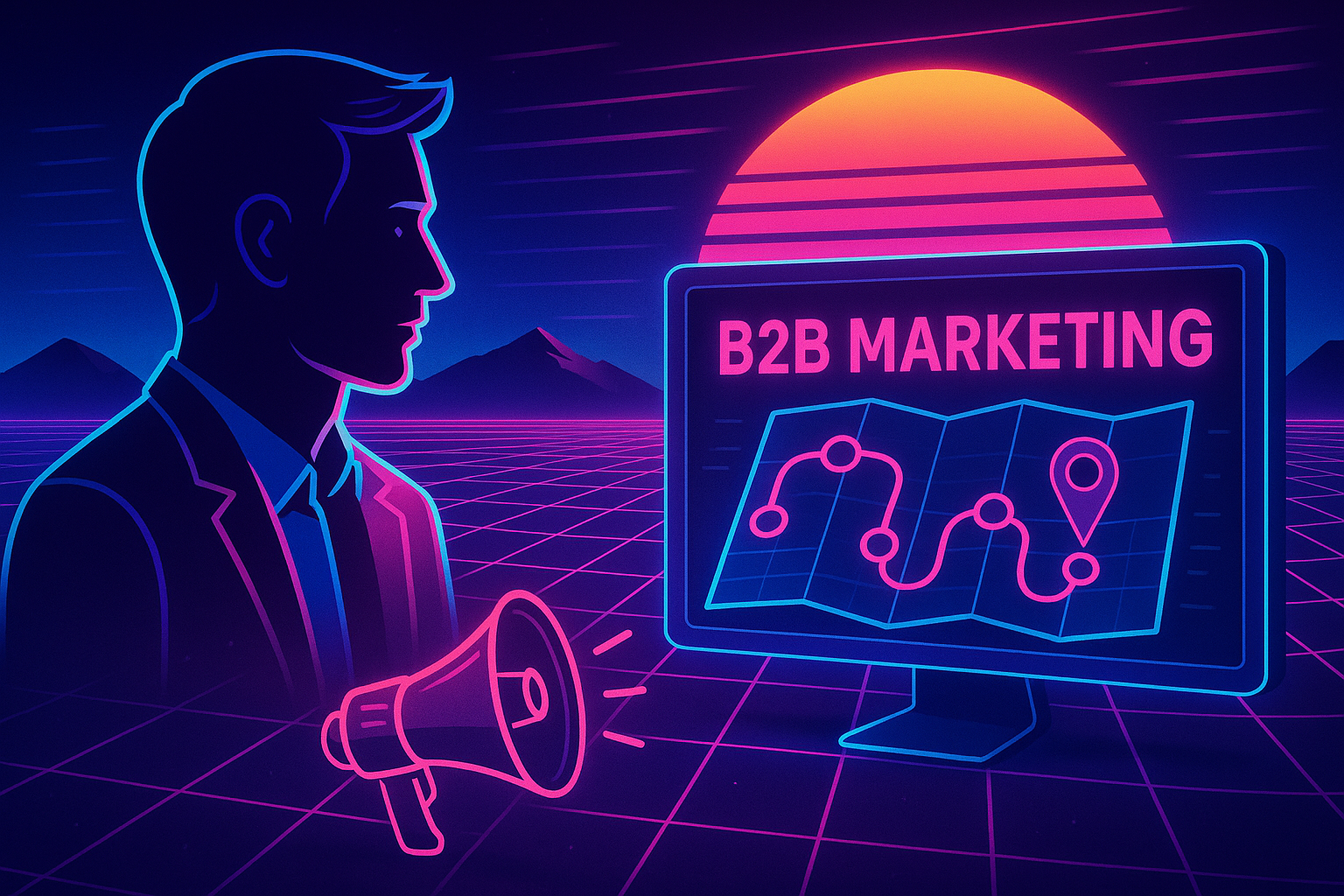 Professional illustration representing How to Enhance B2B Marketing with Customer Journey Mapping featuring elements relat...