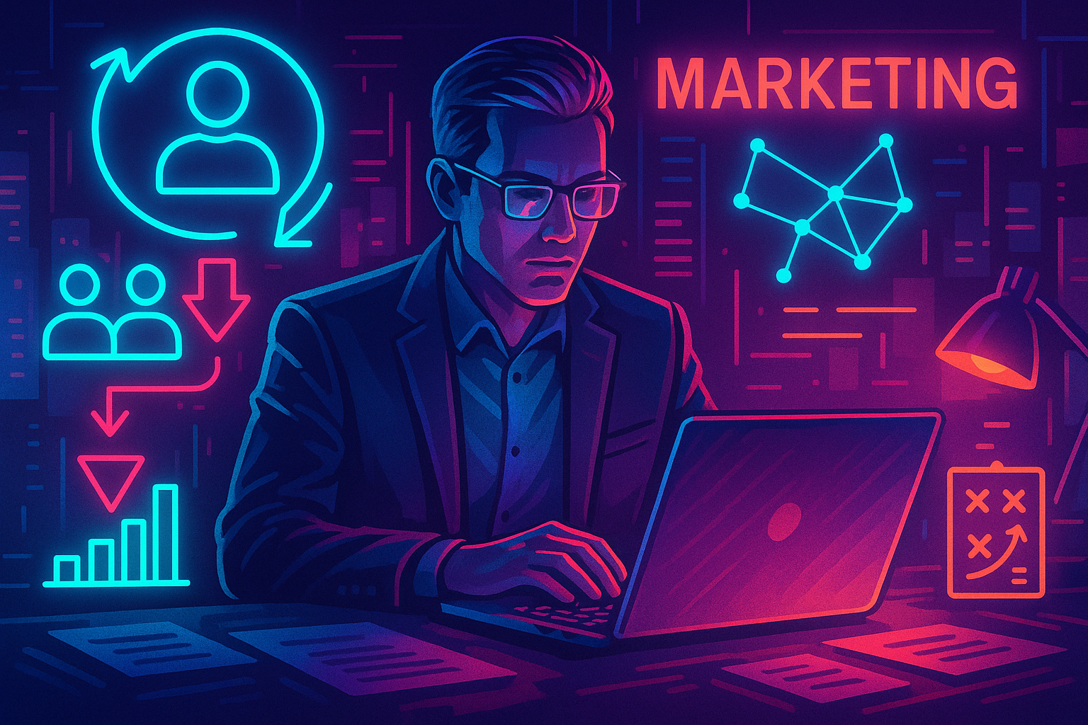 Professional illustration representing How to Develop an Effective B2B Marketing Plan for Retention featuring elements rel...