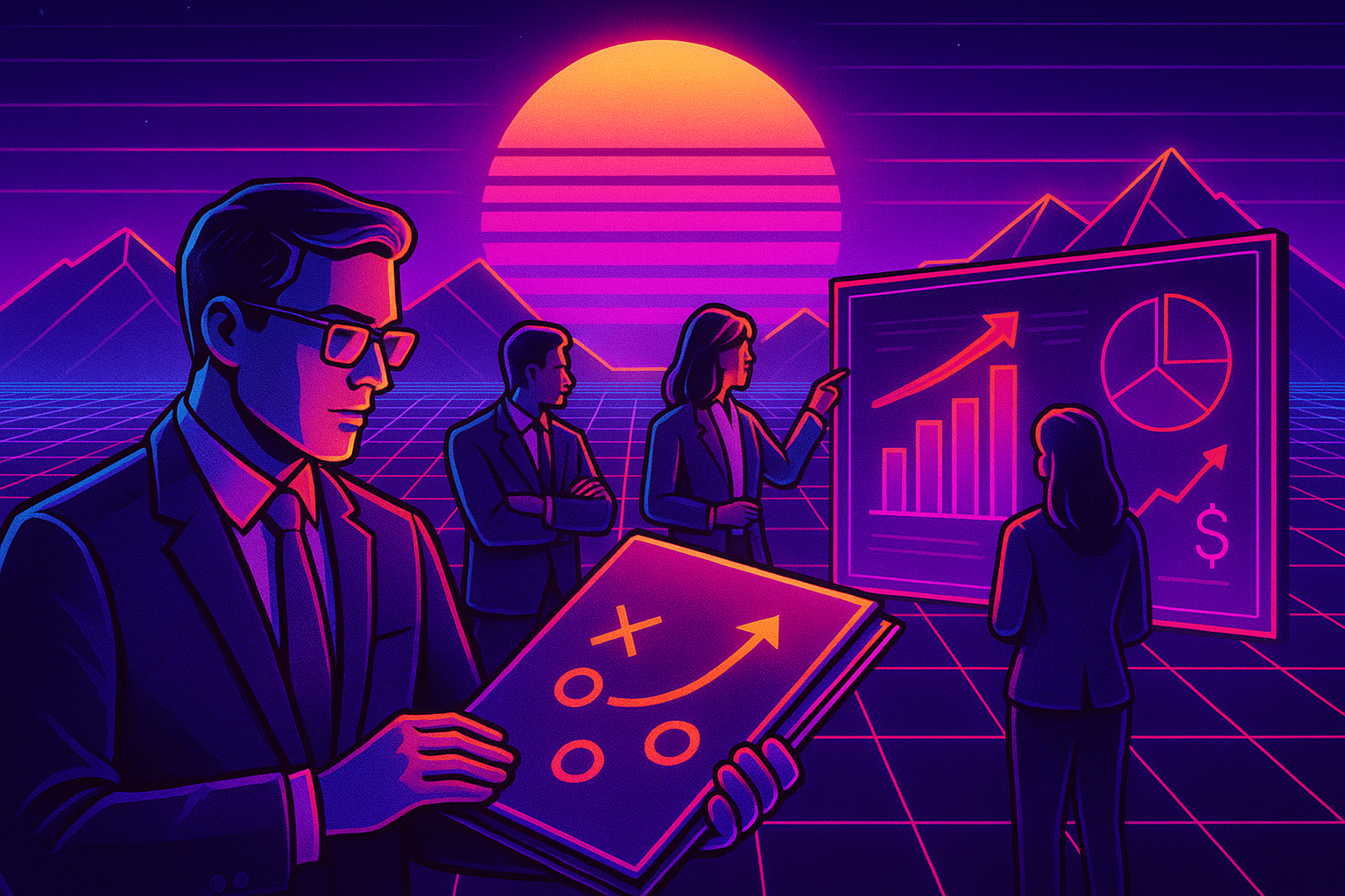 Professional illustration representing How to Create a B2B Marketing Playbook for Teams featuring elements related to play...