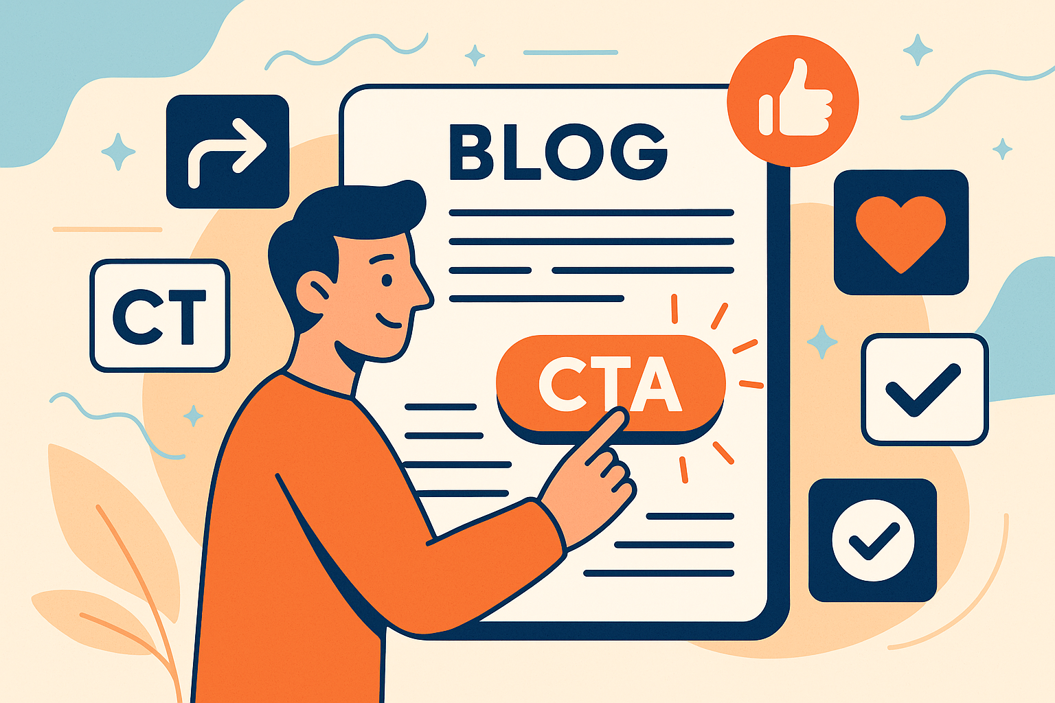 Professional illustration representing Conversion focused blog CTAs that do not feel generic featuring elements related to...