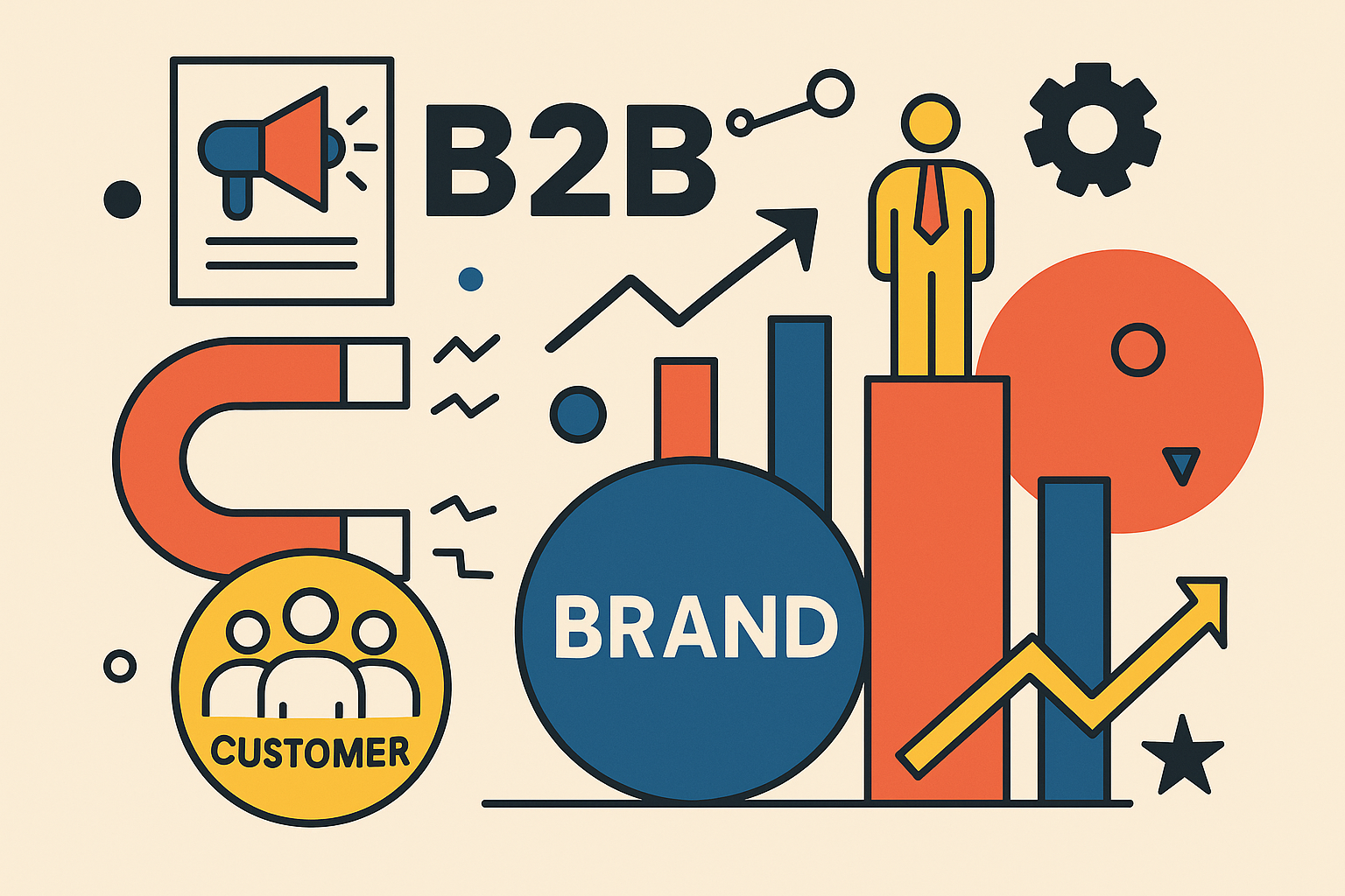Professional illustration representing How to Develop a B2B Marketing Strategy for Effective Brand Differentiation featuri...