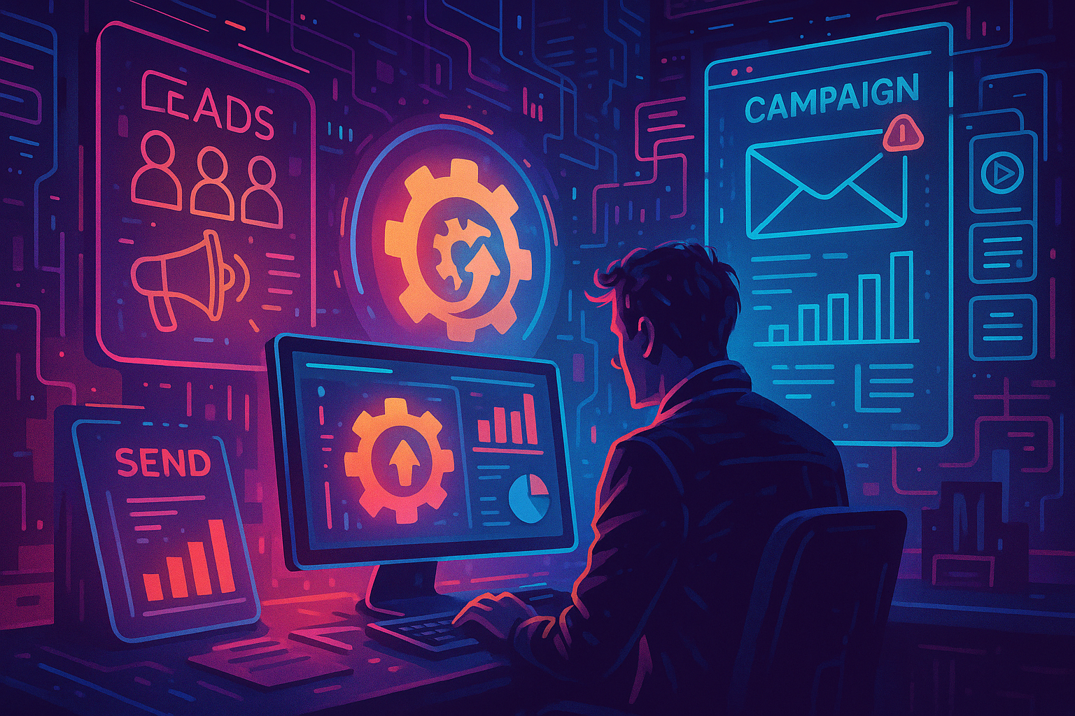 Professional illustration representing Implementing Effective B2B Marketing Automation Strategies for Lead Generation feat...