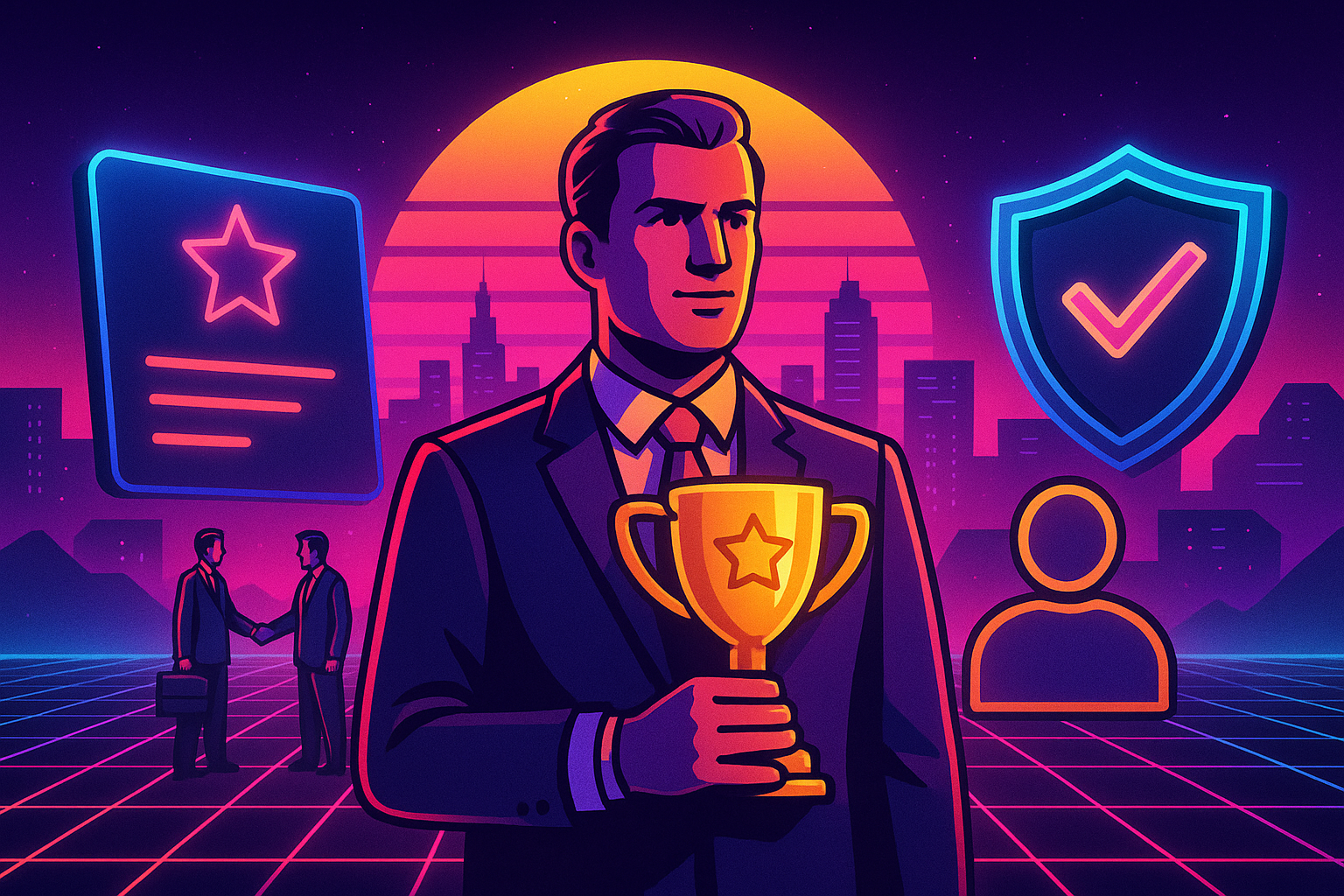 Professional illustration representing Strategies for Building a B2B Brand Loyalty Program That Works featuring elements r...