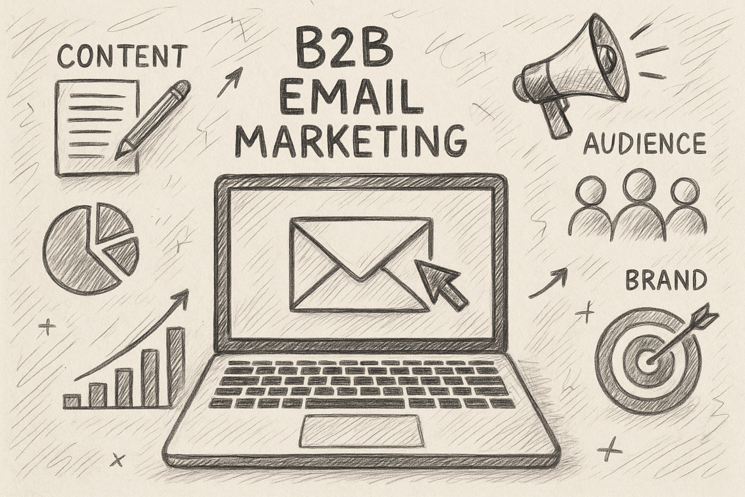 Professional illustration representing Best Practices for B2B Email Marketing Campaigns That Convert featuring elements re...