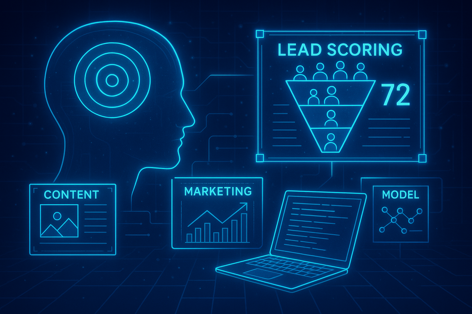 Professional illustration representing Implementing Effective Lead Scoring Techniques for B2B Success featuring elements r...