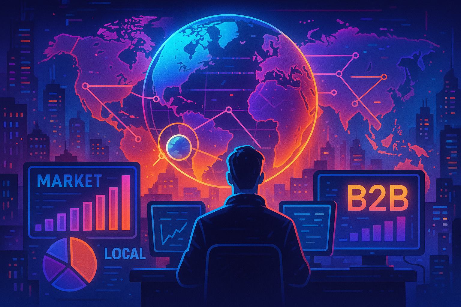 Professional illustration representing How to Create a B2B Marketing Strategy for Global Outreach featuring elements relat...
