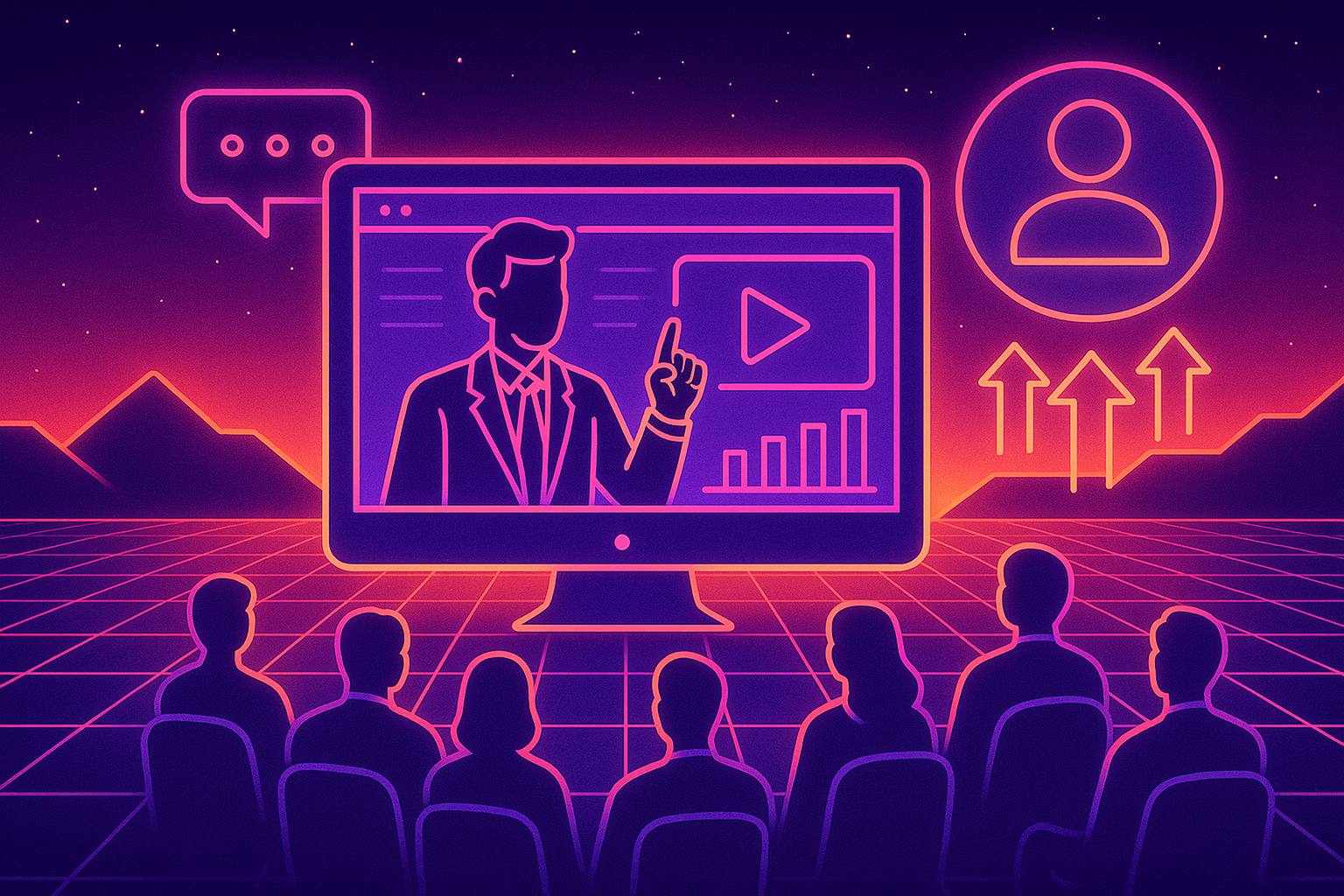 Professional illustration representing How to Craft Compelling B2B Webinars for Lead Generation featuring elements related...