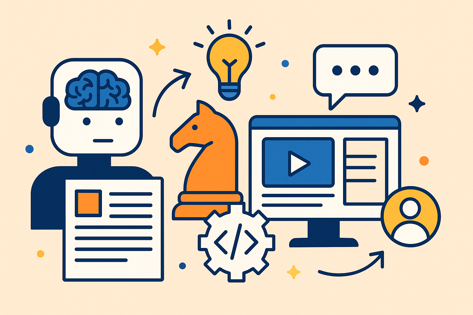 Professional illustration representing AI content strategy for B2B SaaS teams featuring elements related to content, strat...