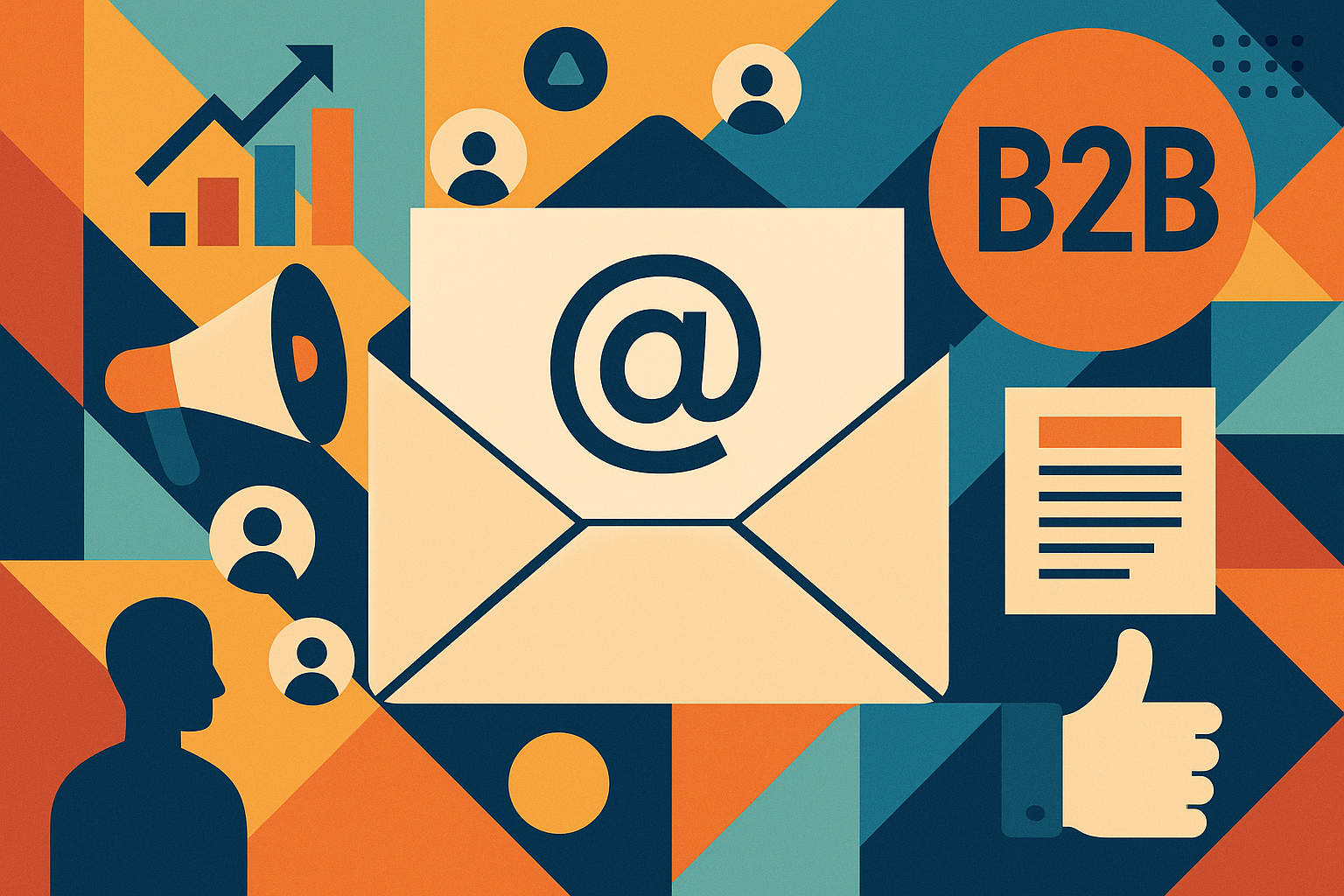 Professional illustration representing Crafting an Effective B2B Email Marketing Campaign featuring elements related to em...