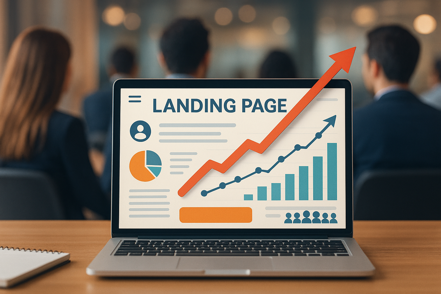 Professional illustration representing How to Optimize Your B2B Landing Pages for Maximum Conversion featuring elements re...