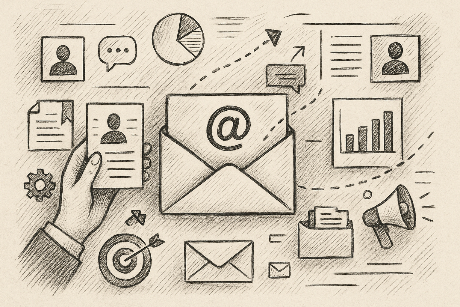 Professional illustration representing Implementing Personalization Tactics in B2B Email Campaigns featuring elements rela...