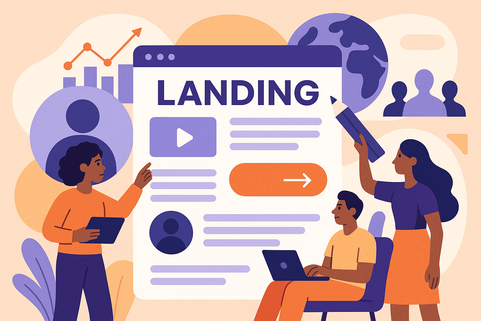 Professional illustration representing How to Optimize B2B Landing Pages for Higher Conversions featuring elements related...