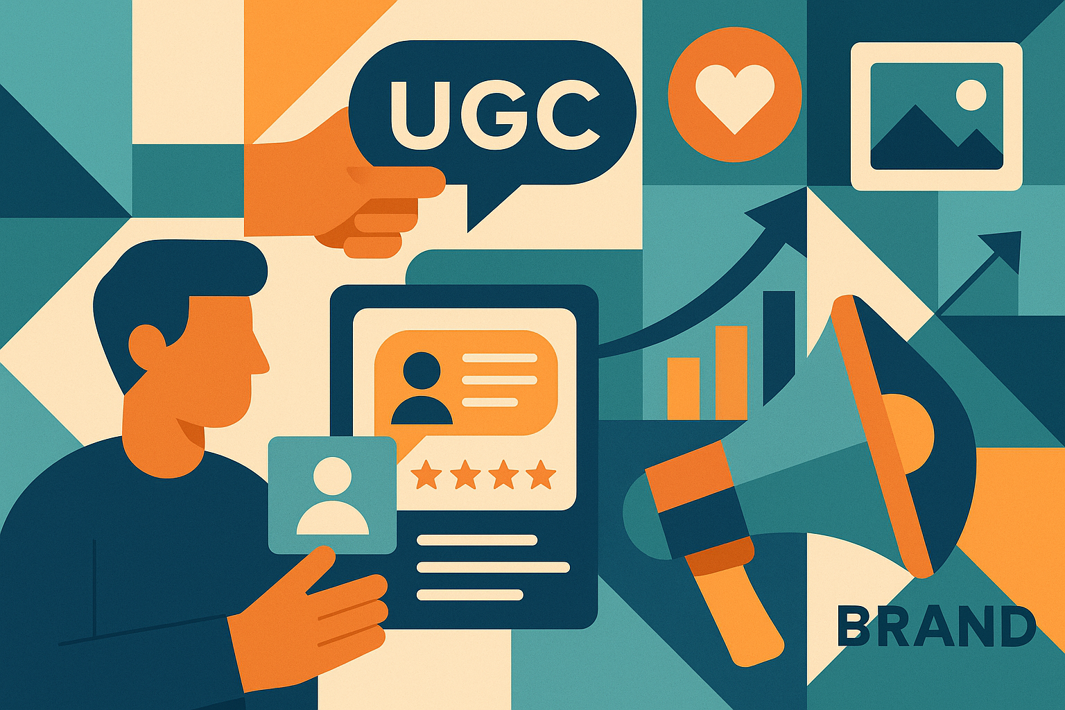 Professional illustration representing How to Leverage User-Generated Content in B2B Marketing featuring elements related ...