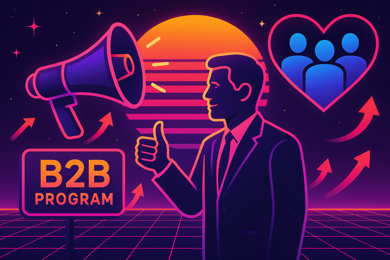 Professional illustration representing How to Create a B2B Marketing Strategy for Customer Advocacy featuring elements rel...