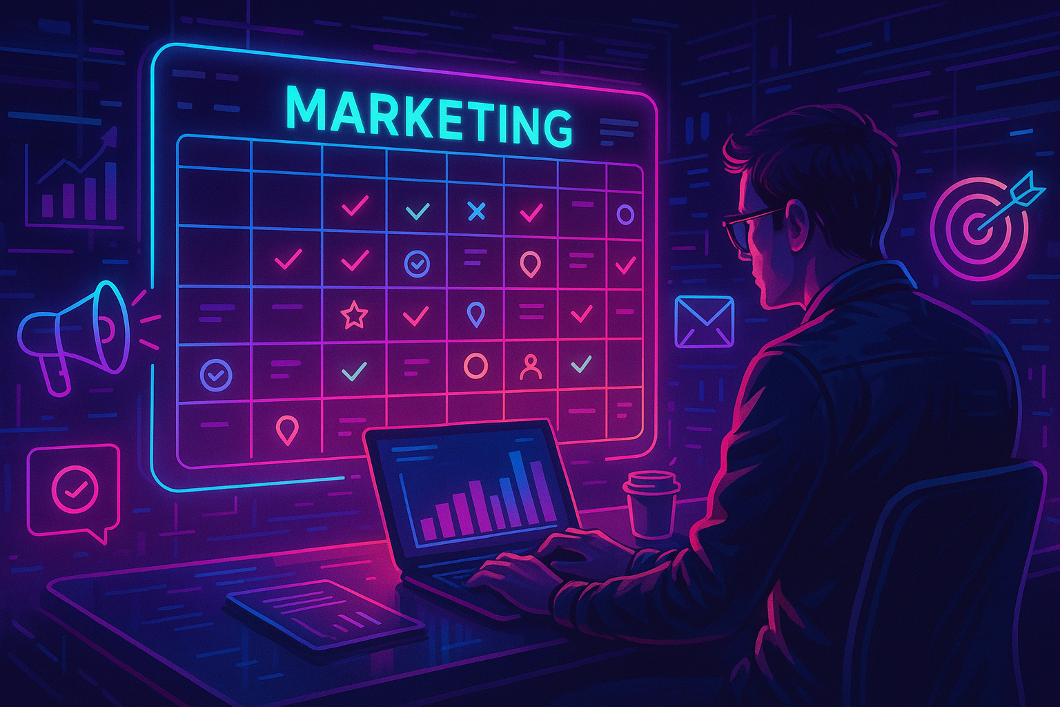Professional illustration representing How to Create a B2B Marketing Calendar for Consistent Engagement featuring elements...