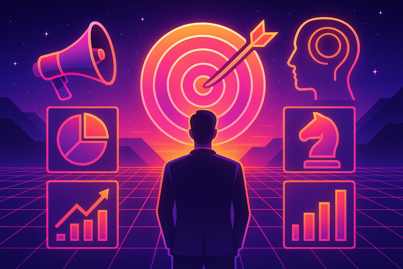 Professional illustration representing Developing a B2B Marketing Strategy for Long-Term Growth featuring elements related...