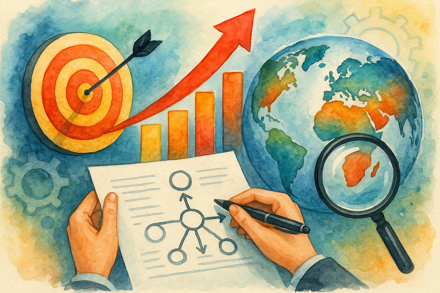 Professional illustration representing How to Craft a B2B Marketing Strategy for New Market Penetration featuring elements...