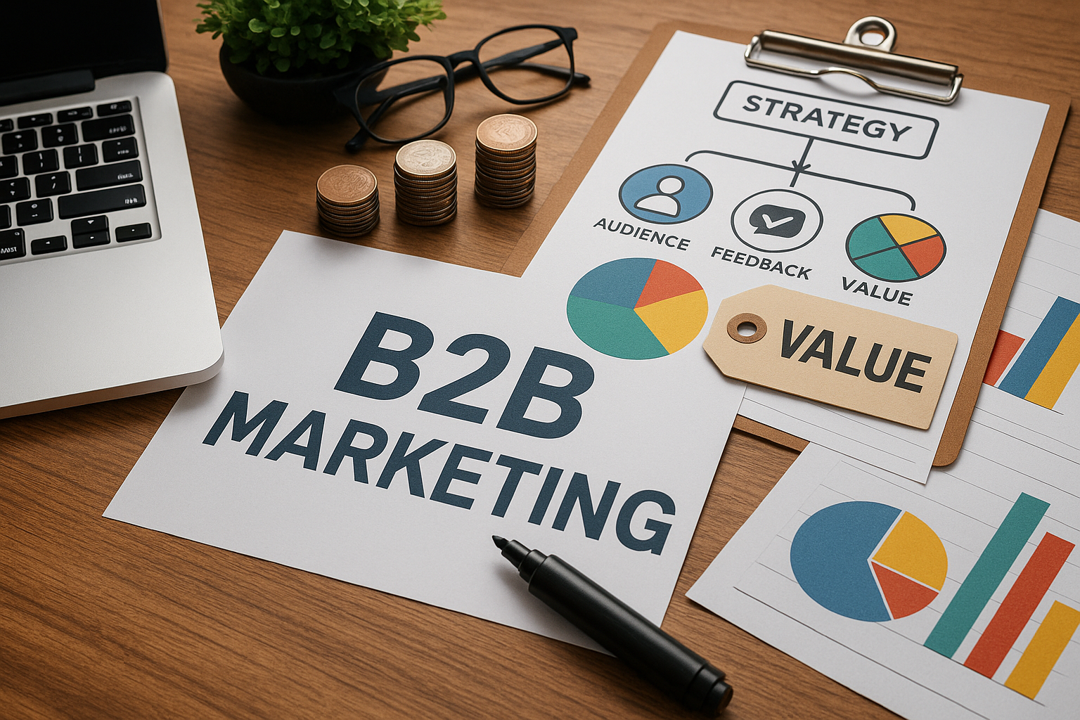 Professional illustration representing Creating a B2B Marketing Framework for Effective Outreach featuring elements relate...