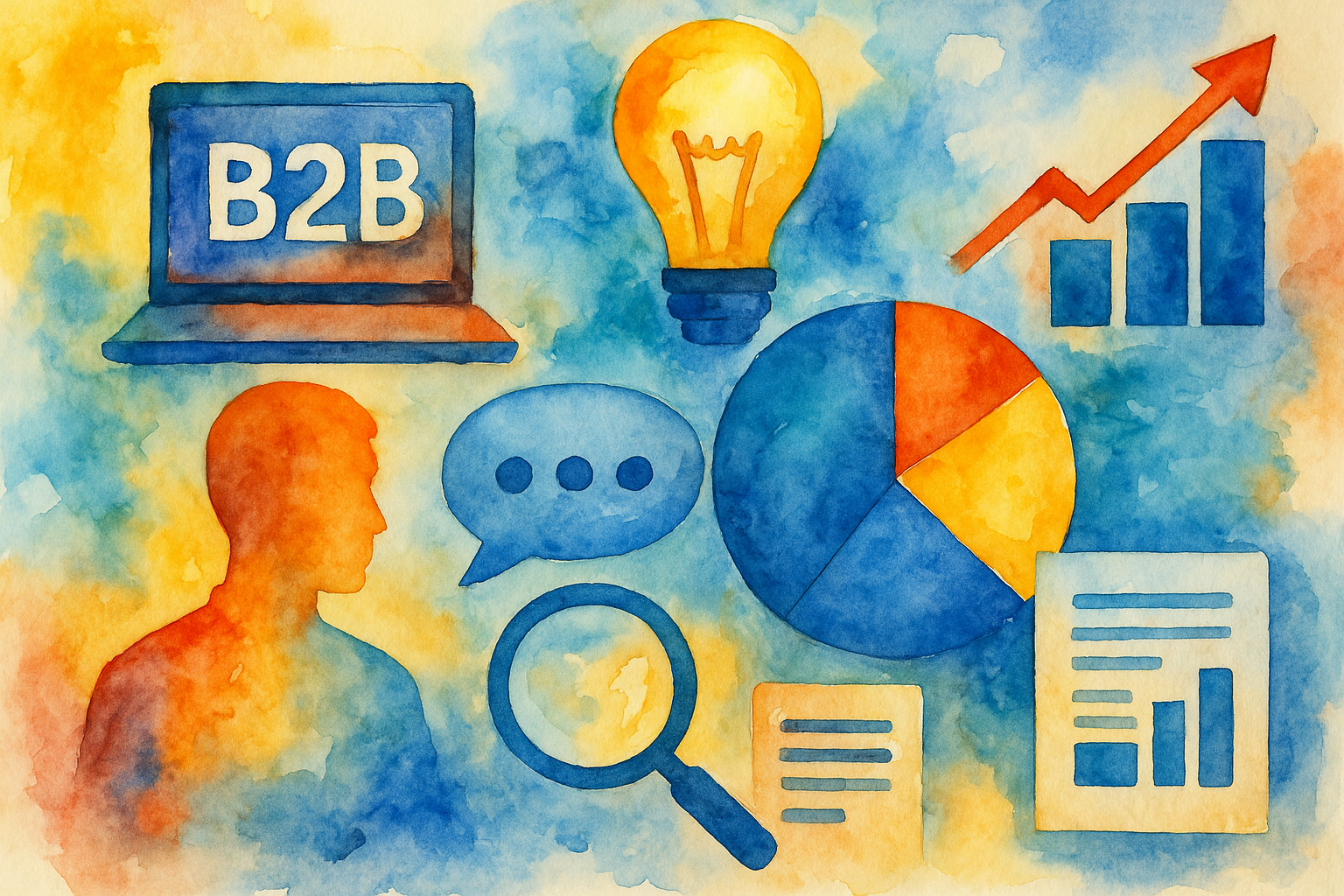 Professional illustration representing Building a B2B Marketing Strategy Around Customer Insights featuring elements relat...