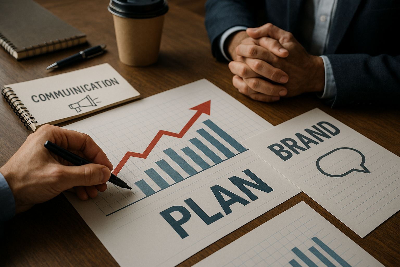 Professional illustration representing Developing a B2B Marketing Strategy for Effective Crisis Management featuring eleme...
