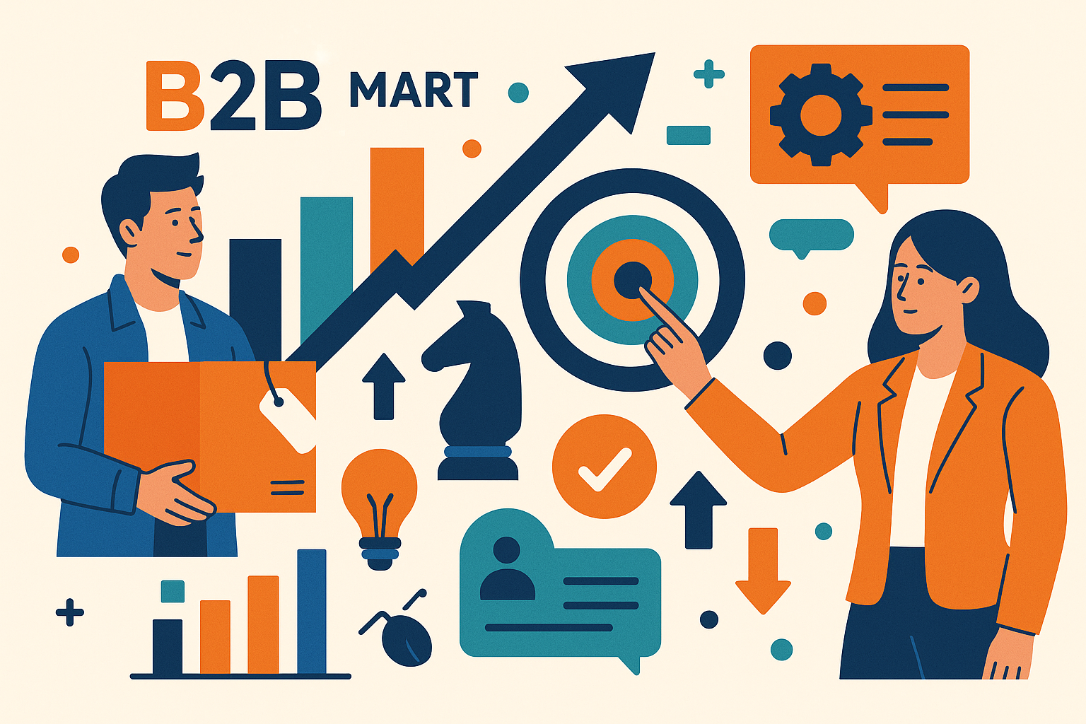 Professional illustration representing Creating a Comprehensive B2B Marketing Strategy for Product Differentiation featuri...