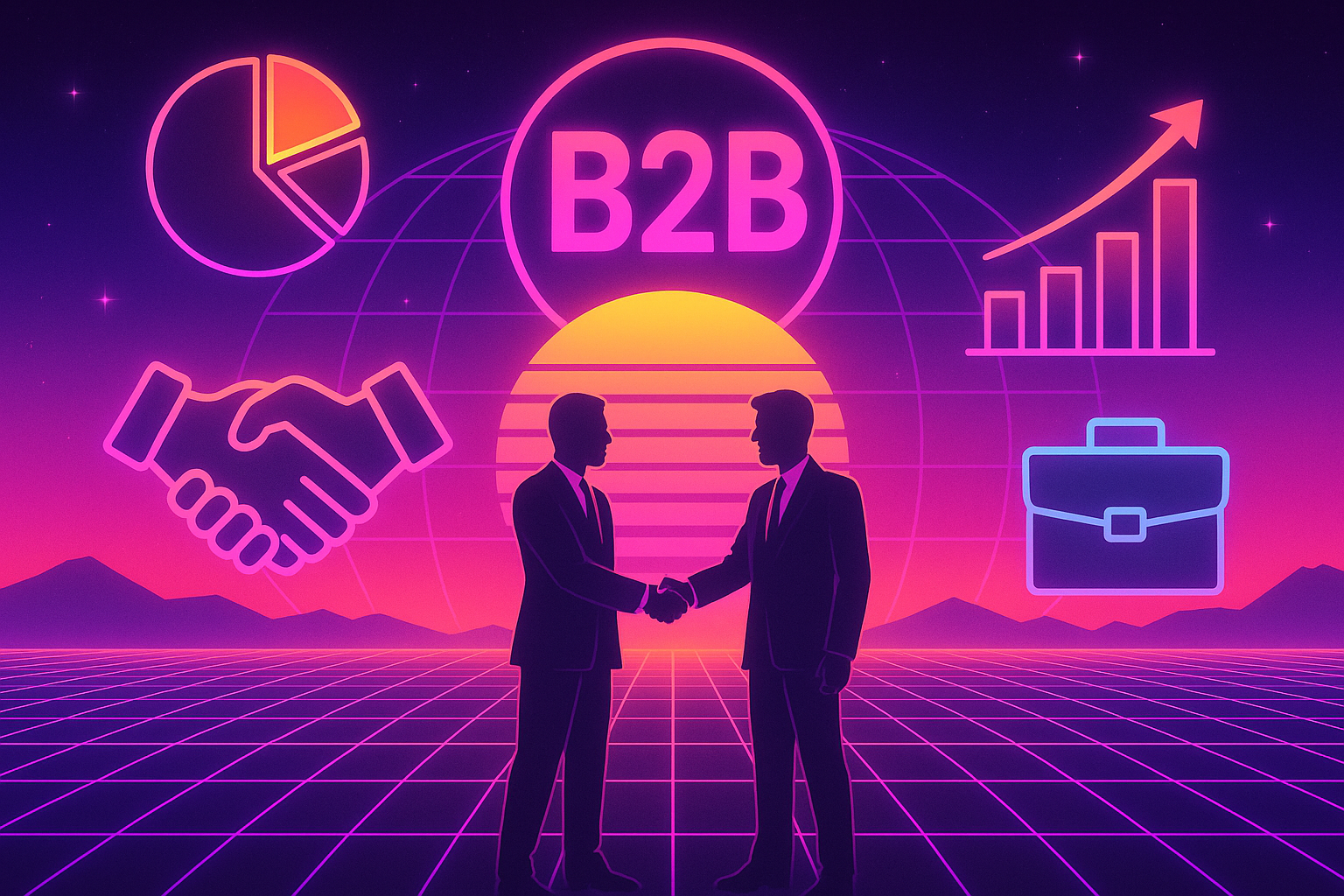 Professional illustration representing Developing a B2B Marketing Strategy for Effective Partnerships featuring elements r...