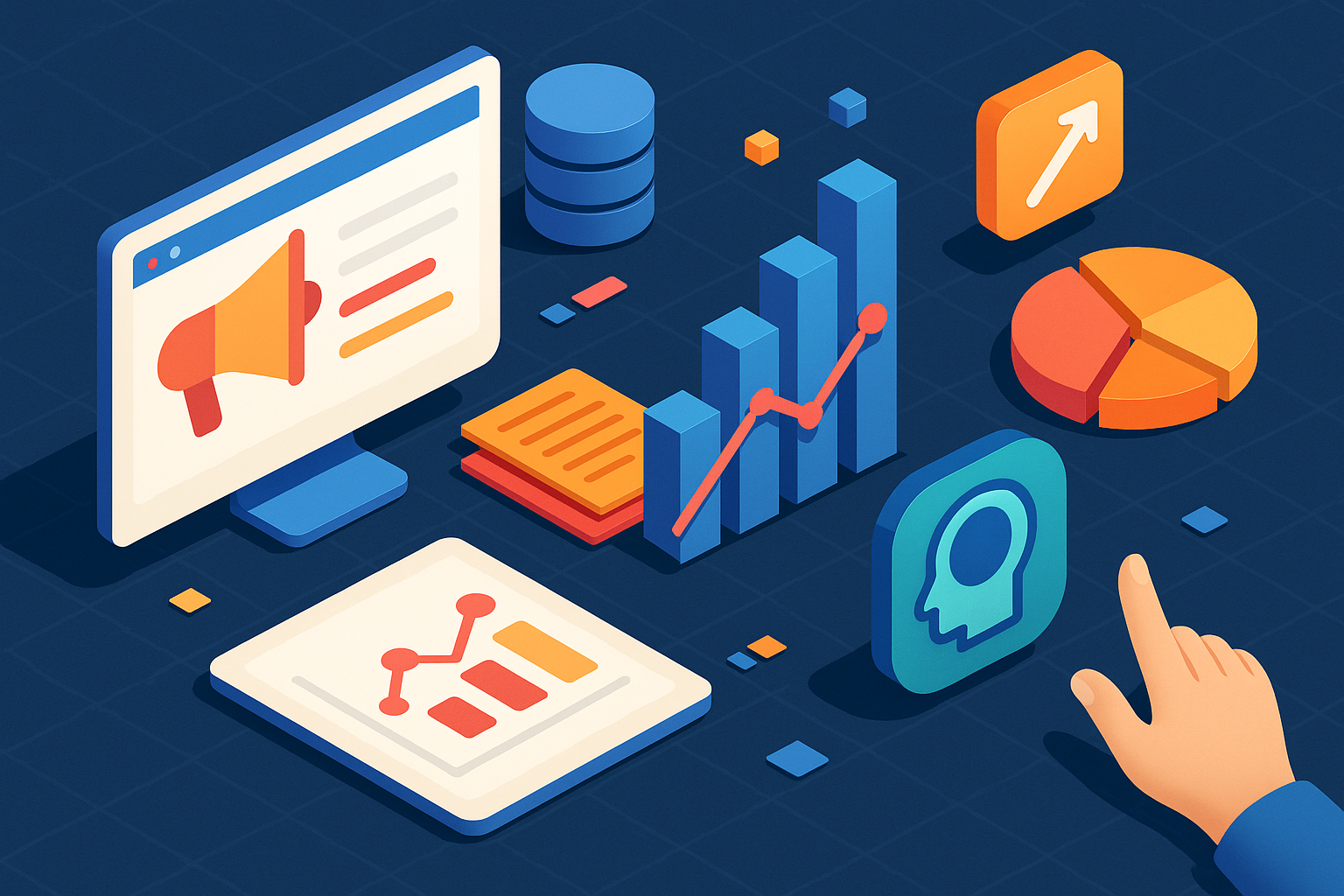 Professional illustration representing How to Use Behavioral Data to Enhance B2B Marketing Campaigns featuring elements re...