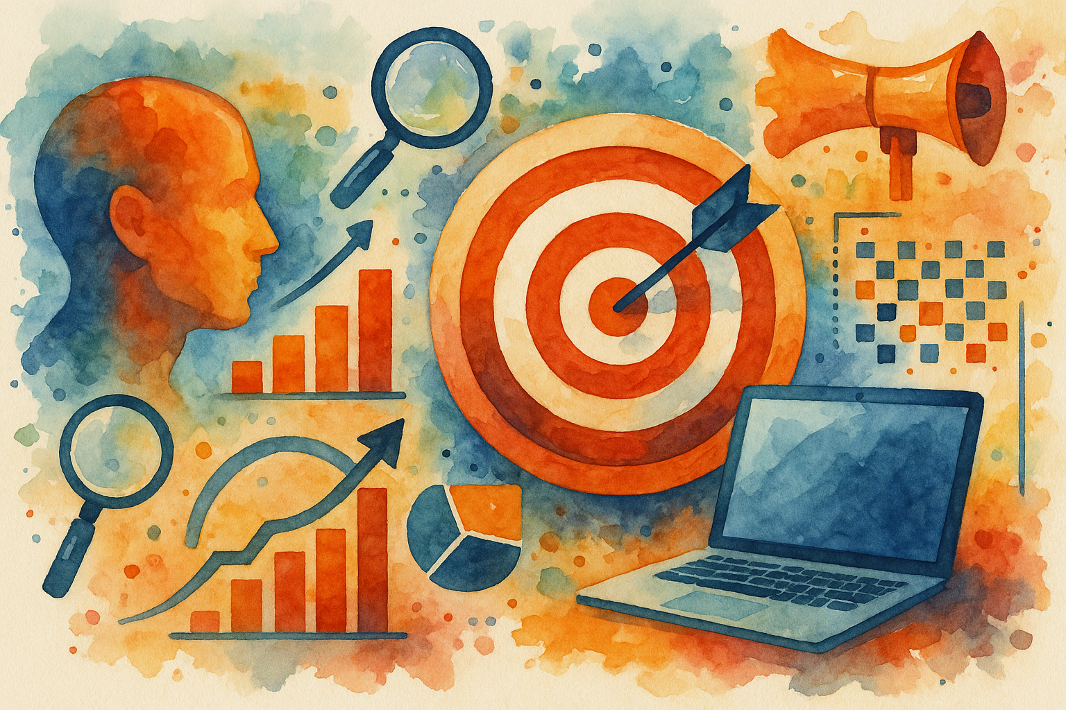 Professional illustration representing How to Leverage Behavioral Targeting in B2B Advertising featuring elements related ...