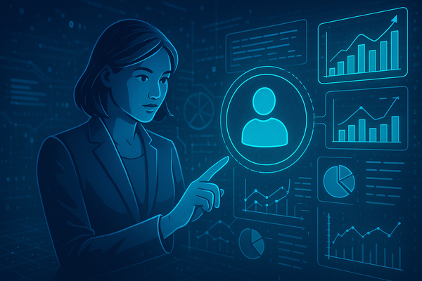 Professional illustration representing Advanced Techniques in Customer Data Analysis for Strategic Insights featuring elem...