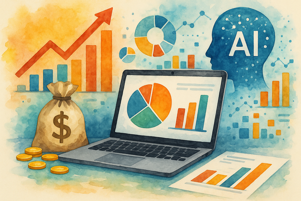 Professional illustration representing Boost Your Ad Spend Efficiency Using AI Analytics Techniques featuring elements rel...