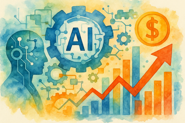 Professional illustration representing Essential Strategies to Maximize ROI Through AI Integration featuring elements rela...