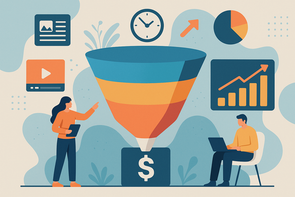Professional illustration representing How to audit your content funnel for conversion gaps featuring elements related to ...