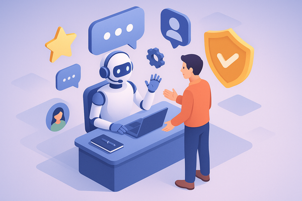 Professional illustration representing Boost Your Customer Service Excellence with AI Chatbots featuring elements related ...