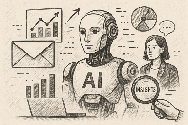 Professional illustration representing Unlock the Power of AI Analytics to Optimize Your Email Campaigns featuring element...