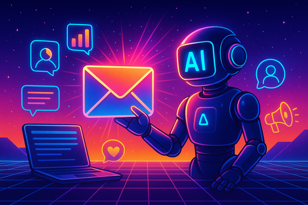 Professional illustration representing Unlock the Power of AI to Enhance Your Email Marketing Campaigns featuring elements...