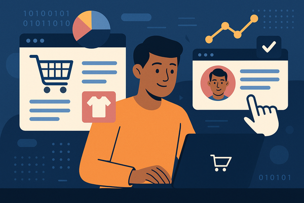 Professional illustration representing Drive E-Commerce Growth Through Targeted Content Personalization Tips featuring ele...