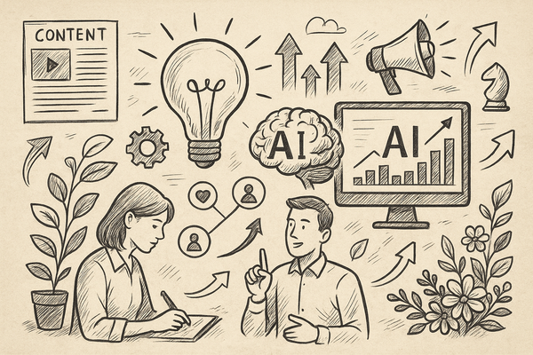 Professional illustration representing Essential Strategies to Boost Your Organic Reach Using AI featuring elements relate...