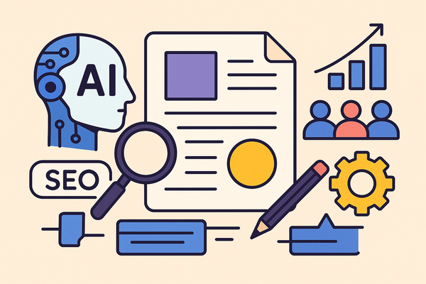 Professional illustration representing AI content briefs that improve article quality featuring elements related to conten...
